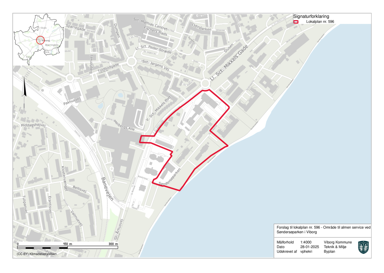 Kort over området ved Søndersøparken - © 2024 Klimadatastyrelsen