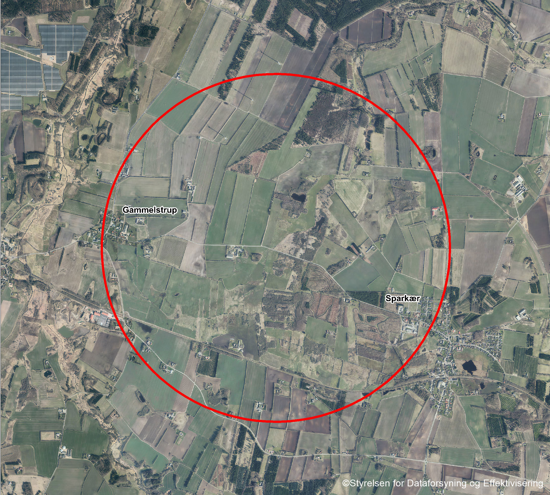 Oversigtskort over området ved Rævind Bæk - © 2024 Klimadatastyrelsen