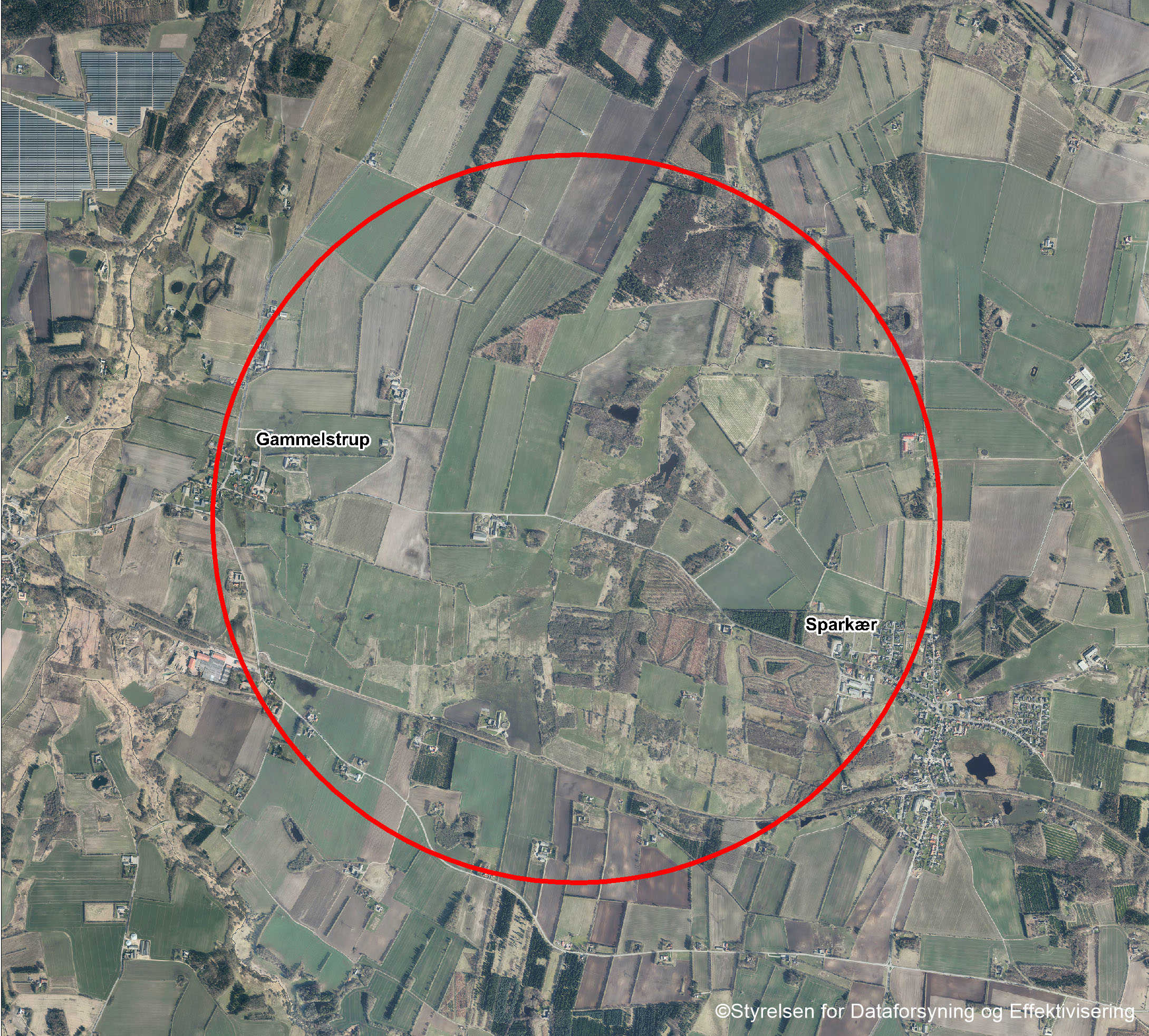 Oversigtskort over området ved Rævind Bæk - © 2024 Klimadatastyrelsen